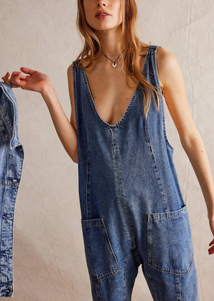 Free People High Roller Jumpsuit Sapphire Blue