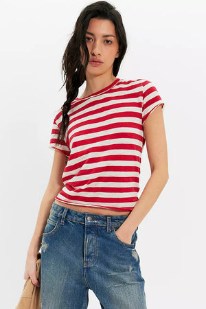 Free People Nora Tee Red Combo
