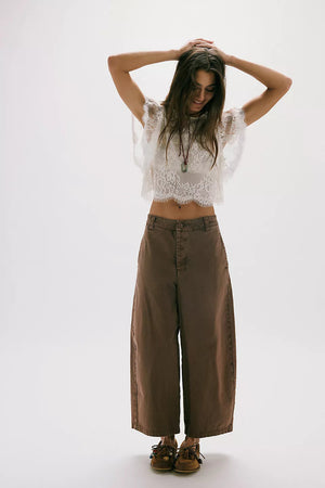 Free People Laydown Chino Trouser Brownie