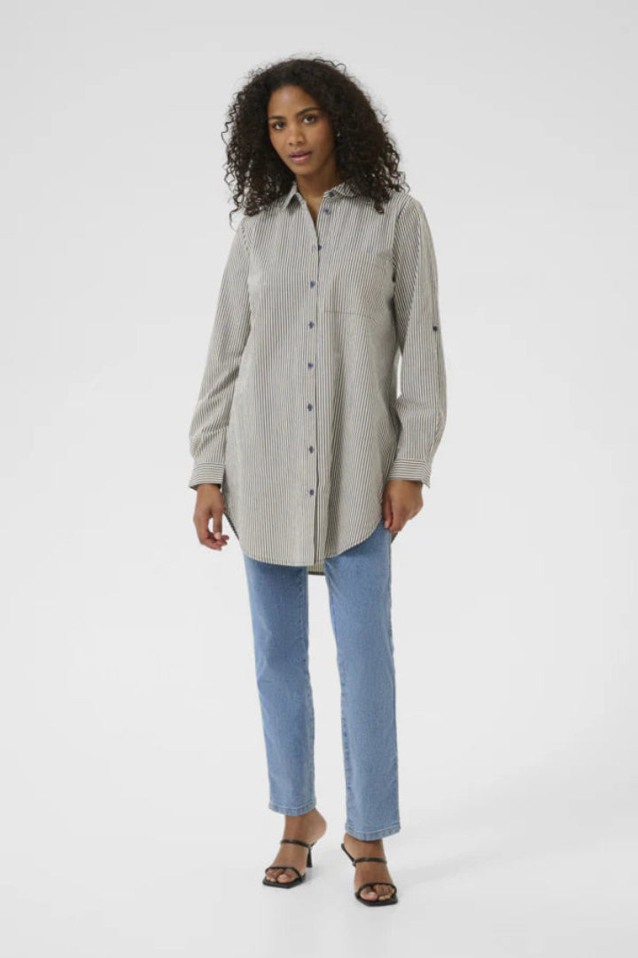 Kaffe KANaya Striped Shirt Tunic Midnight/White Stripe