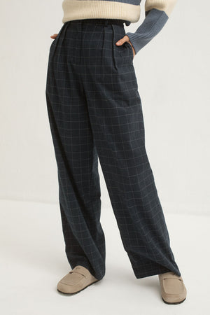 Mus and Bombon Febros Pants Navy Checks