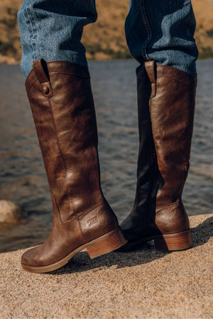 Frye & Co Foster Button Boot Dark Brown