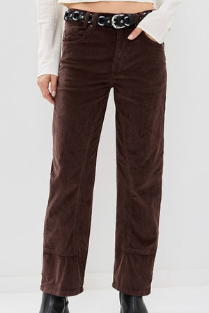 Free People Risk Taker Cord Straight Chocolate Truffle