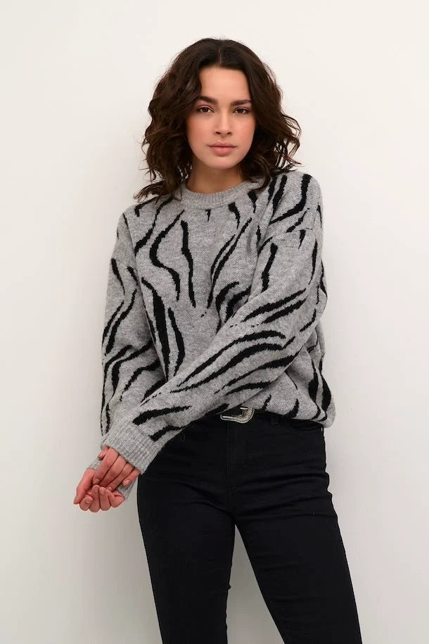 Kaffe KABillie Knit Pullover Light Grey Melange/Black