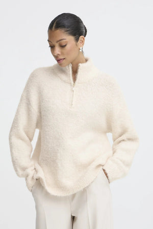 B Young BYOmanta Halfzip Jumper Birch Melange