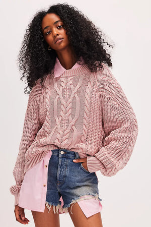 Free People Frankie Sweater Washed Misty Rose