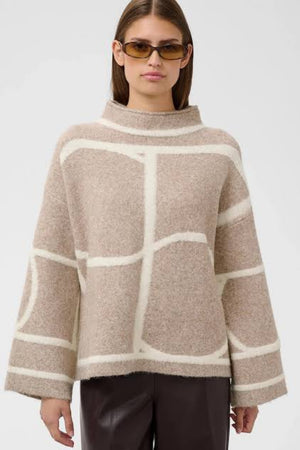 Soaked In Luxury SLSorea Mono Pullover Beige Melange