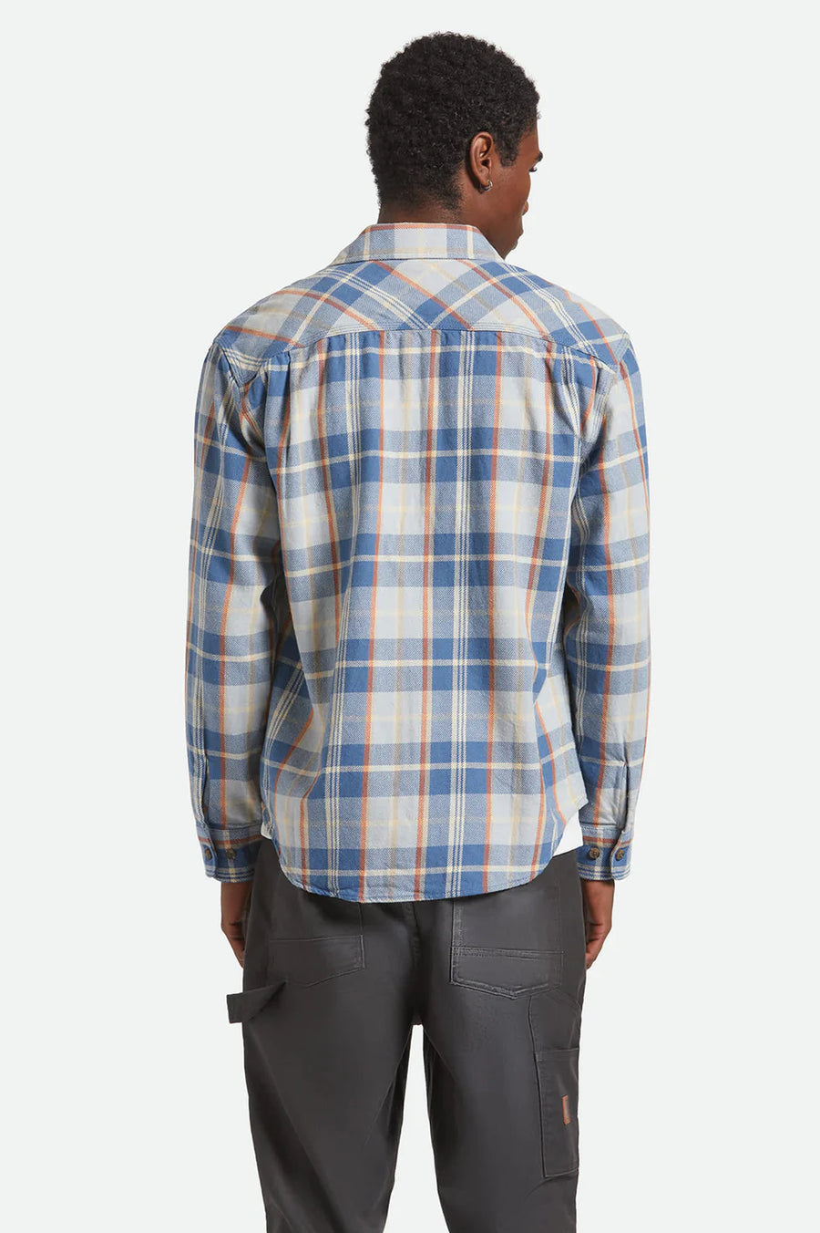 Brixton Bowery Vintage Wash Flannel Blue/Soft Blue/Orange