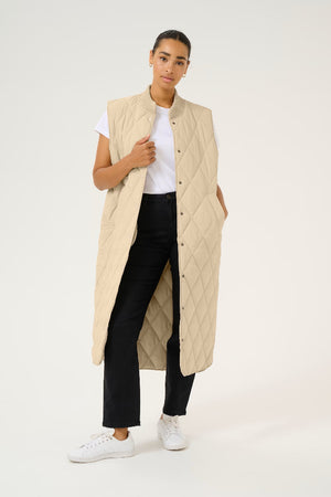 Kaffe KAlorena Quilted Waistcoat Feather Gray