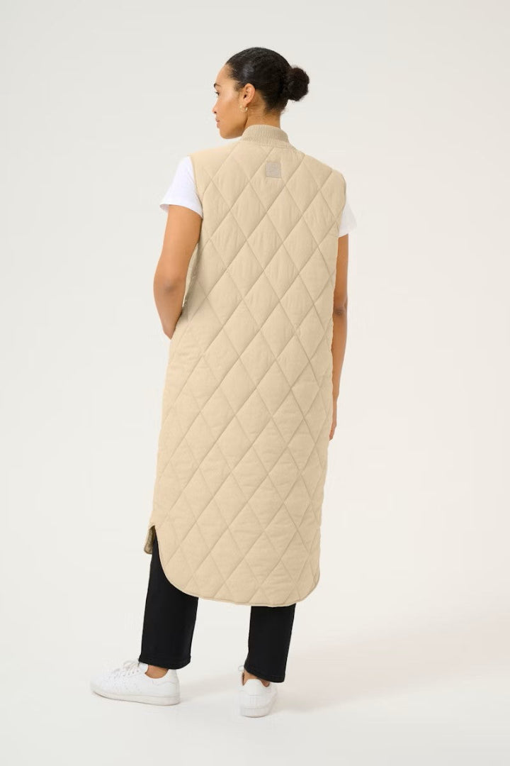 Kaffe KAlorena Quilted Waistcoat Feather Gray