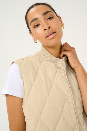 Kaffe KAlorena Quilted Waistcoat Feather Gray