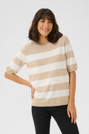 Kaffe KAlizza Striped Knit Feather Gray/Chalk