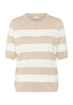 Kaffe KAlizza Striped Knit Feather Gray/Chalk