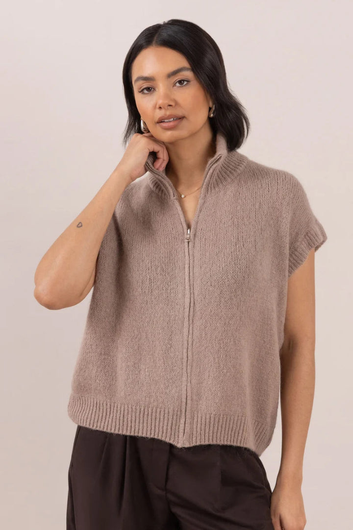 Charli Leigh Sleeveless Zip Mink
