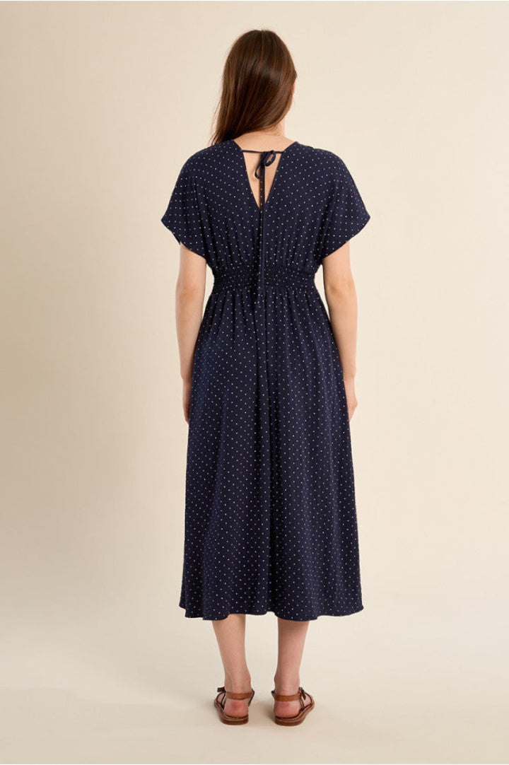 Molly Bracken Woven Dress Polka Dot Navy Blue