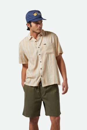 Brixton Cru Slub S/S Shirt Hazelnut/Painterly Stripe