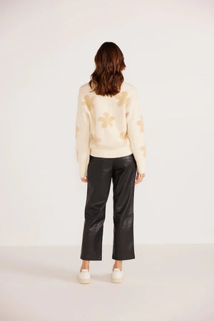 Mink Pink Daisy Fluffy Knit Jumper Cream