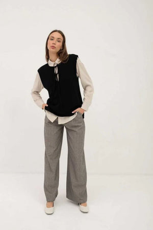 Mus and Bombon Mondego Pants Black Herringbone