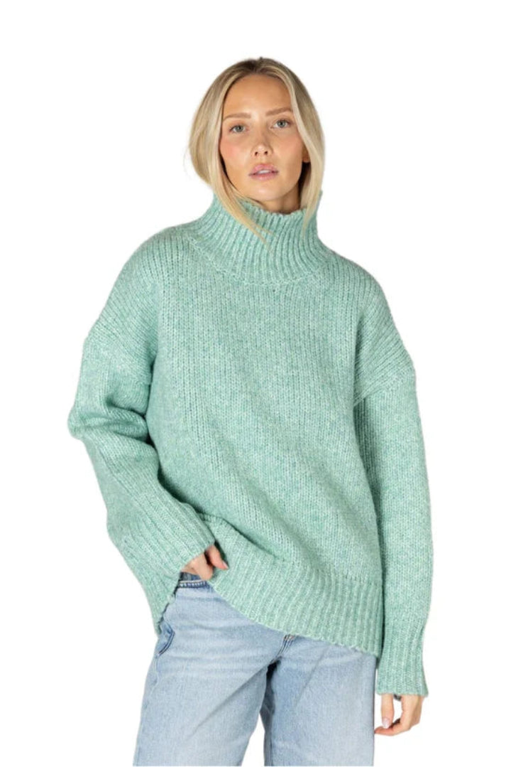 Lyla & Luxe Aggie Must Have Mock Sweater Sprout