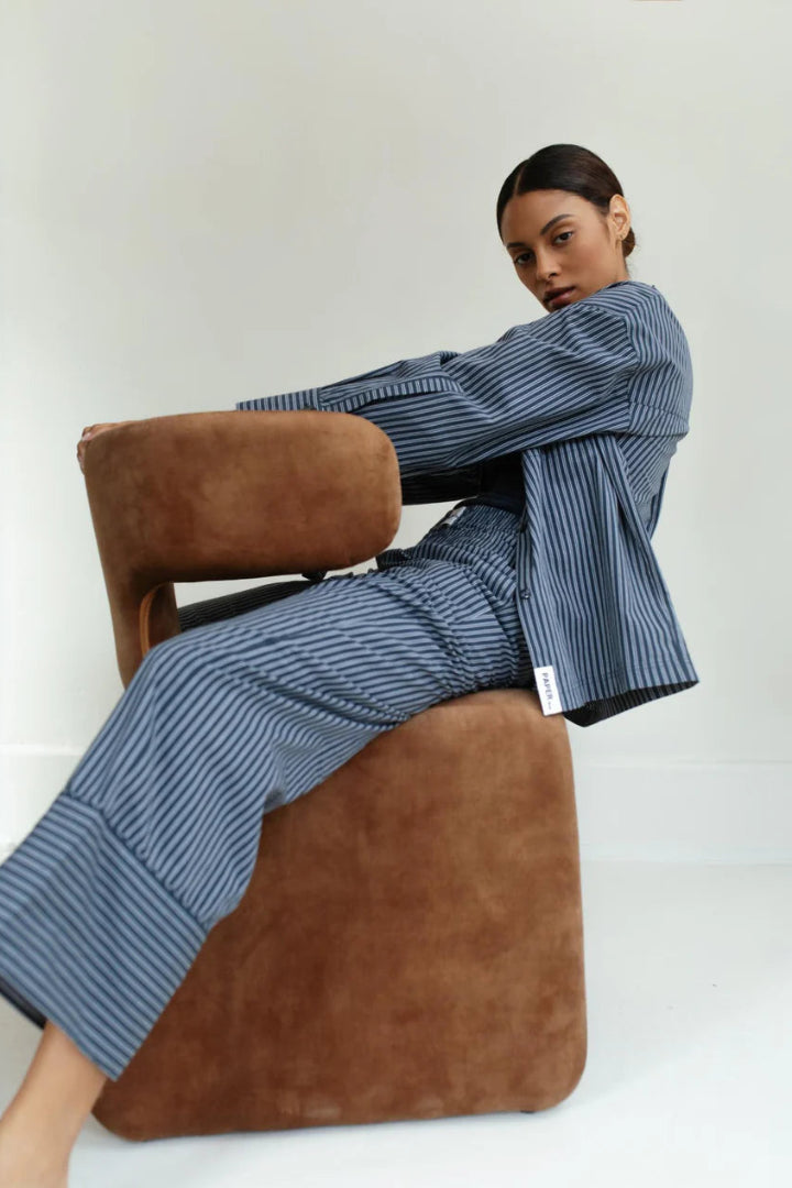 Paper Label Sofie Shirt Indigo Blue White Stripe