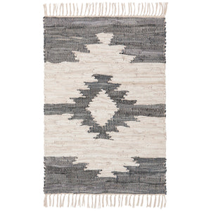 Danica Step Recycled Leather Chindi Rug 2x3ft