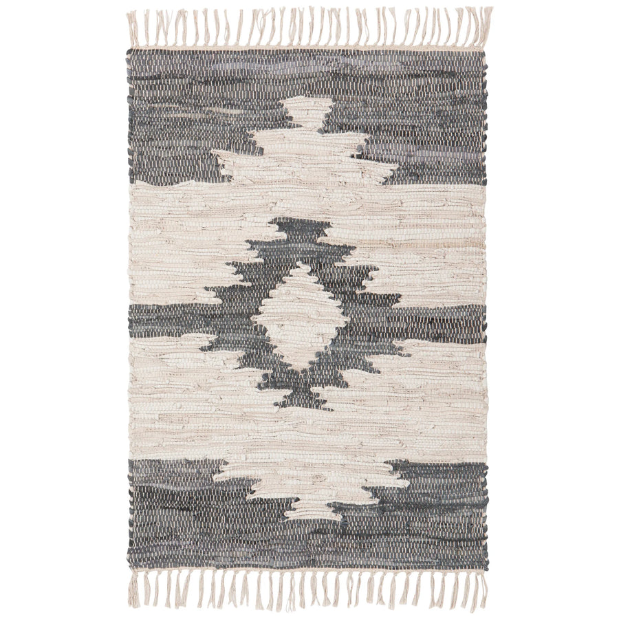 Danica Step Recycled Leather Chindi Rug 2x3ft