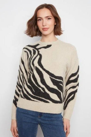 Charlie B Long Sleeve Drop Shoulder Sweater Zebra