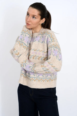 RD Style Hera Long Sleeve Crew Neck Pullover Oatmeal