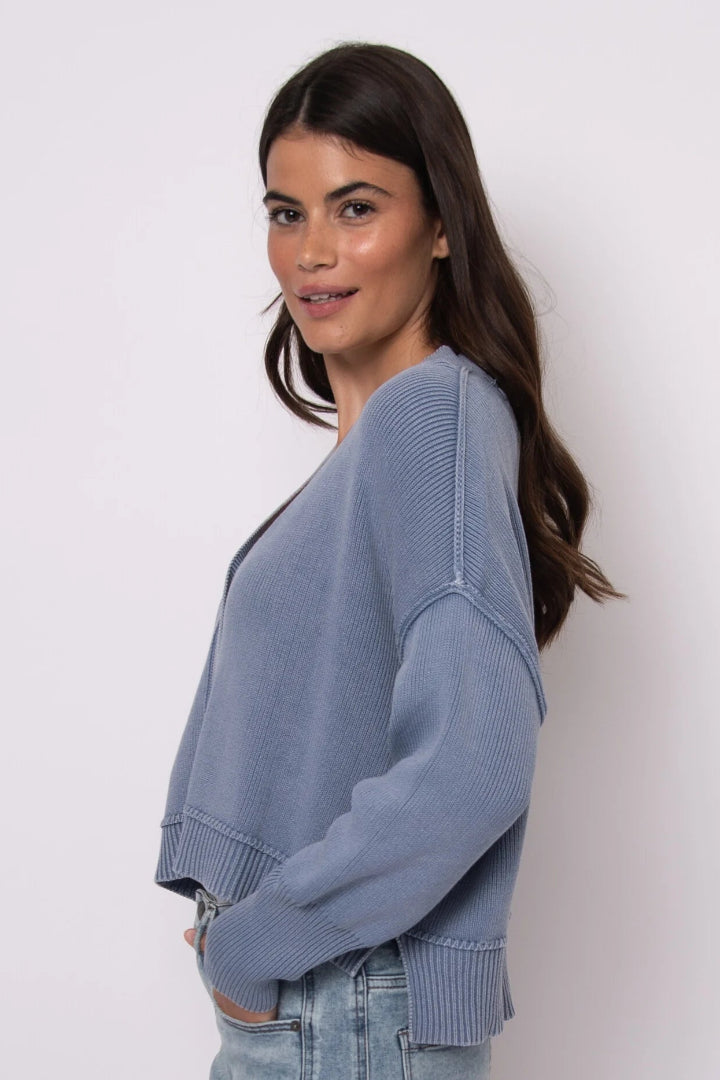 RD Style Sumire Long Sleeve V Neck Cardigan Acid Blue