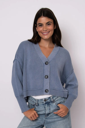 RD Style Sumire Long Sleeve V Neck Cardigan Acid Blue