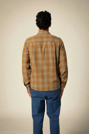 Brixton Charter Linen Blend Shirt Washed Copper/Whitecap Plaid