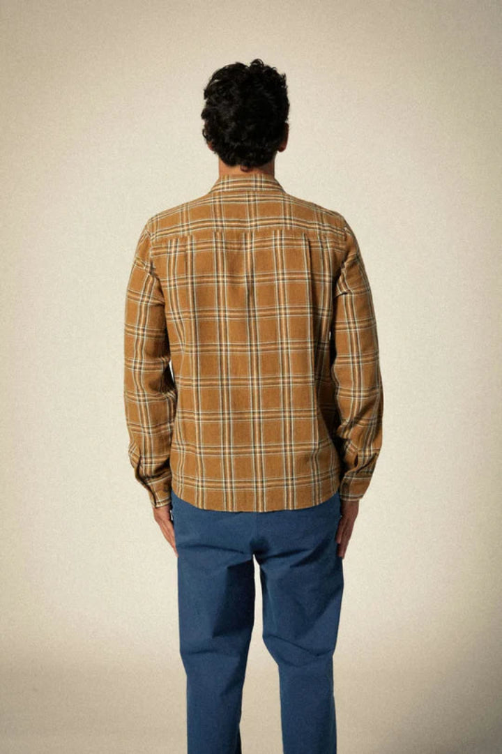Brixton Charter Linen Blend Shirt Washed Copper/Whitecap Plaid
