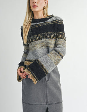 Sage the Label Millie Mixed Yarn Sweater Black Grey