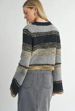 Sage the Label Millie Mixed Yarn Sweater Black Grey