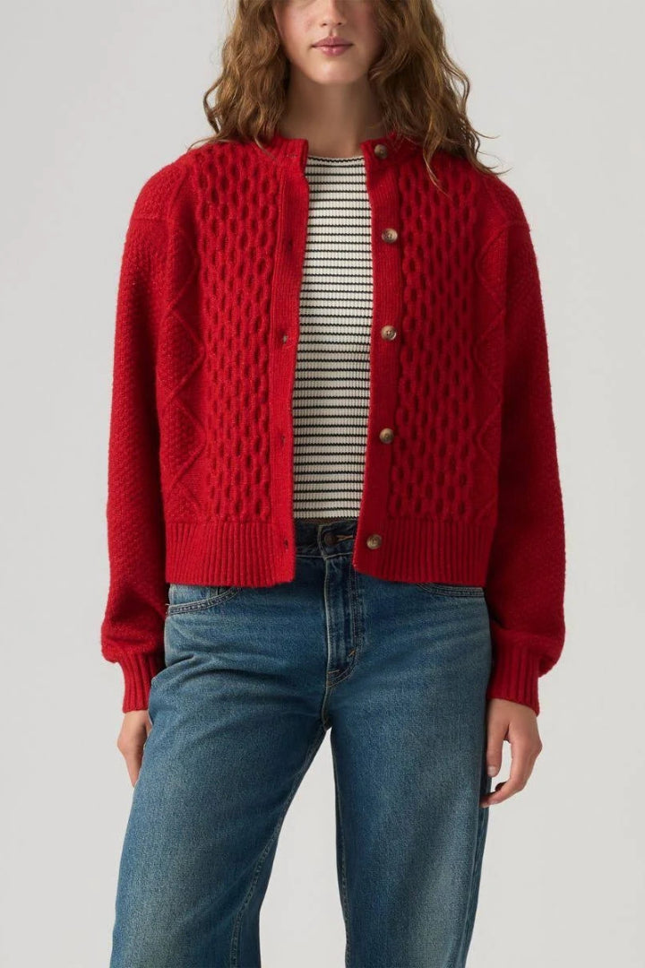 Levi's Charlotte Crewneck Cardigan Red