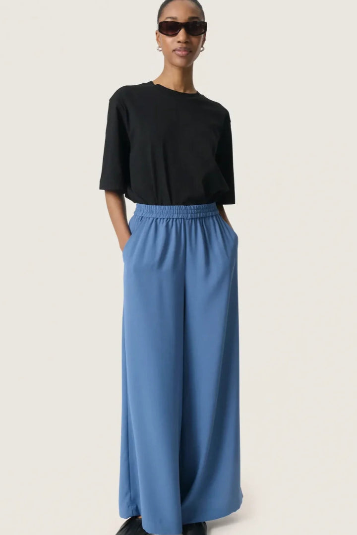 Soaked In Luxury SLShirley Wide Leg Pants Bijou Blue