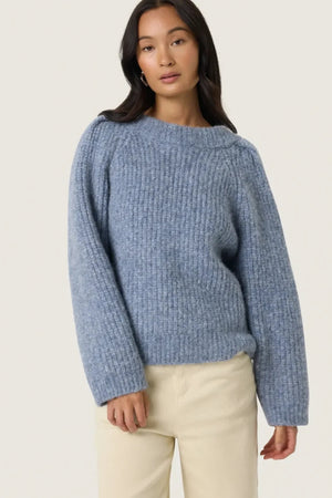 Soaked In Luxury SLPleoni Pullover Bijou Blue Melange