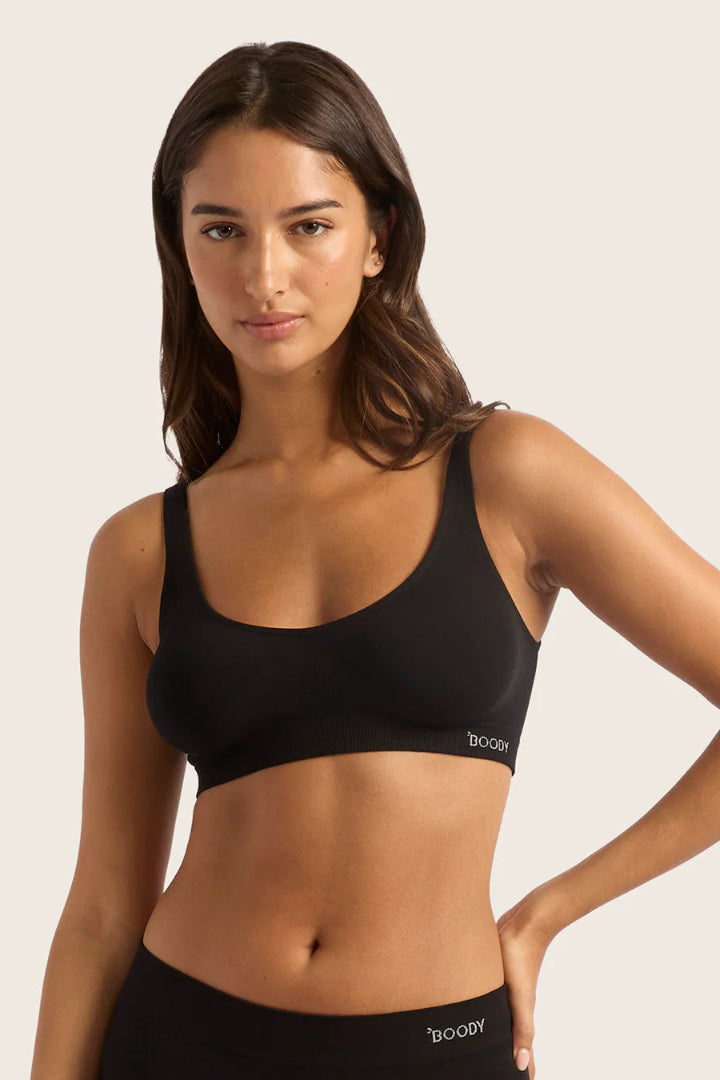 Boody Seam Free Crop Bra Black