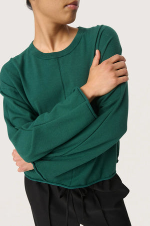 Soaked In Luxury SLSpina Boxy Crew Neck Rain Forest