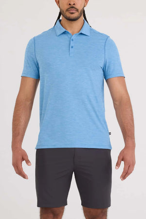 SAXX DROPTEMP All Day Cooling Polo Tranquil Blue Heather