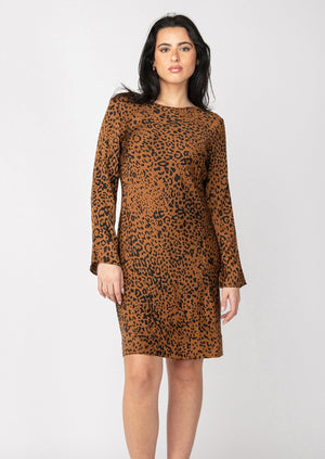 Black Tape Back Key Hole Mini Dress Leopard Spots