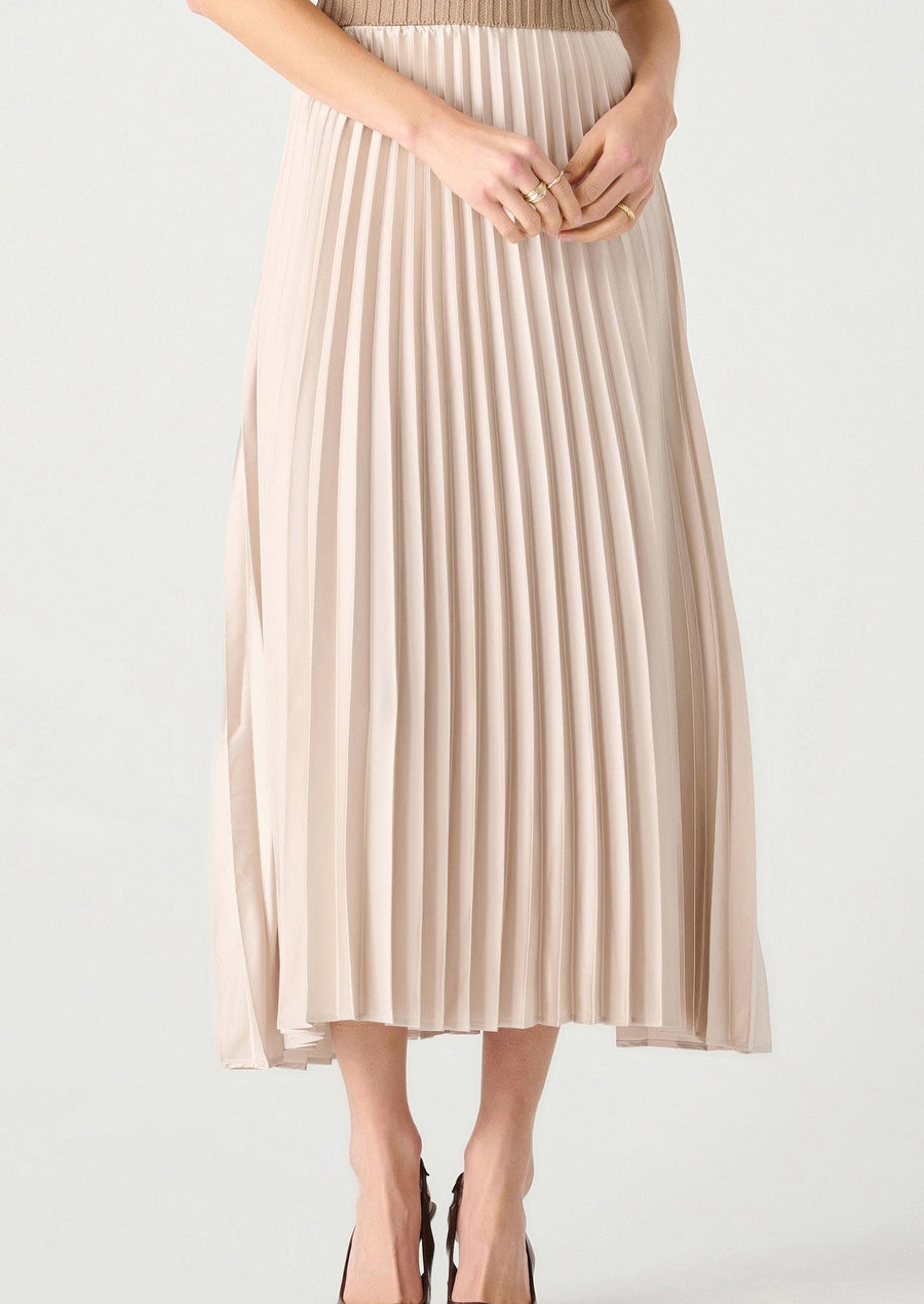 Black Tape Pull On Pleated Maxi Skirt Champagne