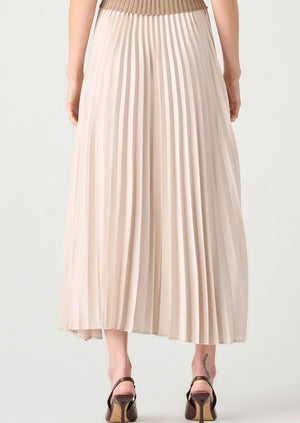 Black Tape Pull On Pleated Maxi Skirt Champagne