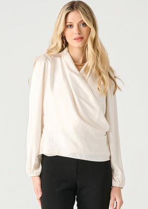 Black Tape Soft Wrap Blouse Pearl