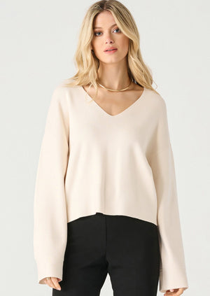 Black Tape V Neck Sweater Pearl