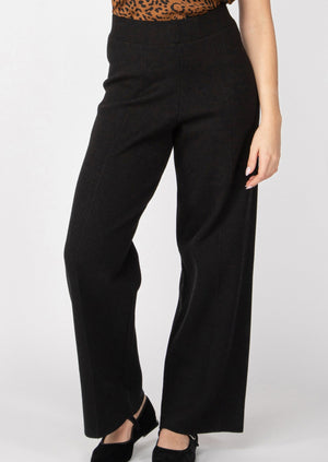 Black Tape Pull On Wide Leg Sweater Pant Black