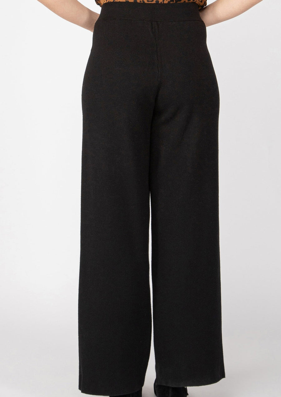 Black Tape Pull On Wide Leg Sweater Pant Black