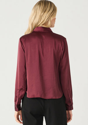 Black Tape Flowy Satin Blouse Burgundy