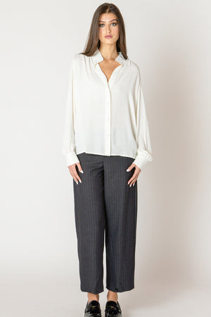 Black Tape Relaxed Button Front Blouse Off-White