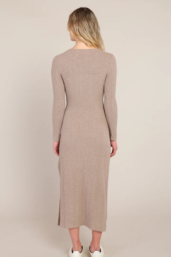 Room 34 Knot Waist Long Dress Light Heather Brown